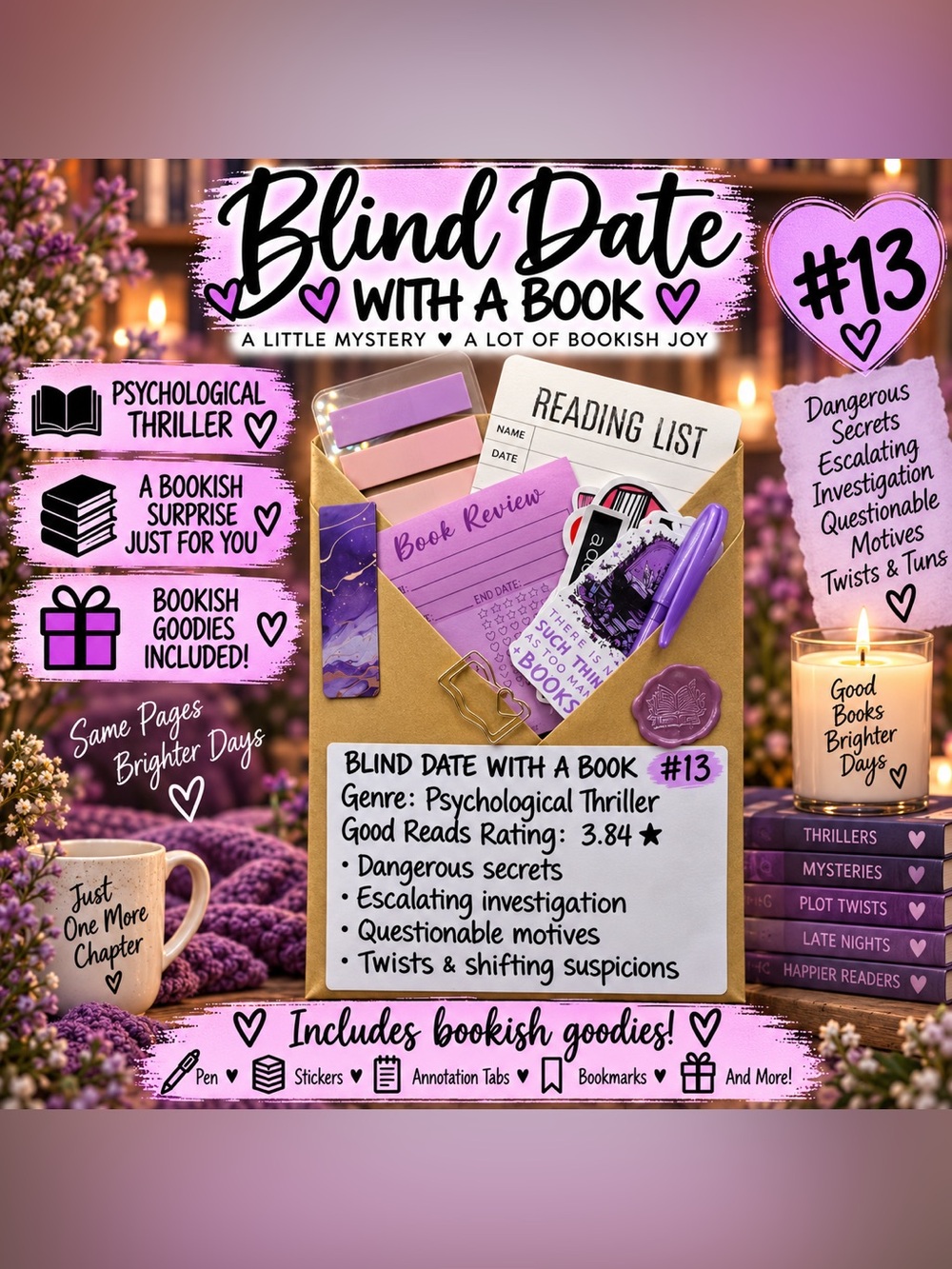 Blind Date With A Book #13 — Psychological Thriller Book & Accessories